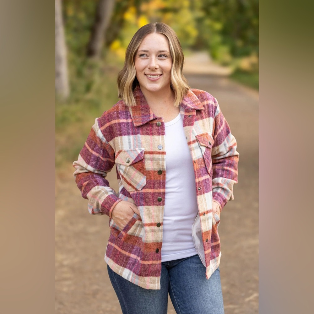 Michelle Mae Norah Plaid Shacket - Sunset